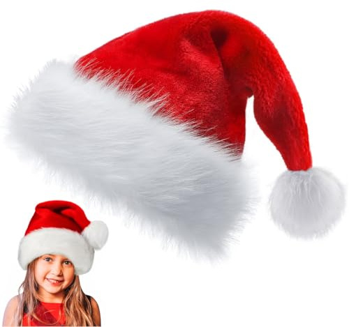 GNHG Bonnet Noel Chapeau,Christmas Hat,De Père Noël Adultes En Grande Taille Luxe Costume Chapeau En Peluche Ornements De Noël