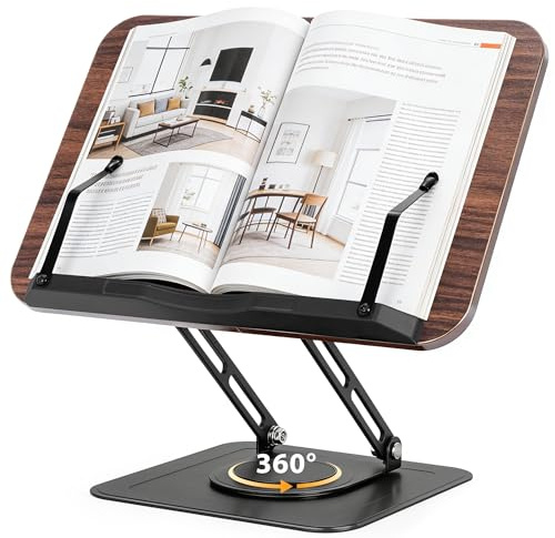 Buchständer zum Lesen, Verstellbarer Buchständer mit 360° Drehbarer Basis
