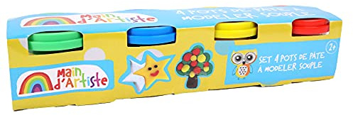 MAIN D'ARTISTE - Pack de 8 Pots de Pâte À Modeler - Loisir Créatif - 030816A - Multicolore - 85 GR - Jouet Enfant - Modelage - Créativité - Activités Manuelles - DIY - À Partir de 2 Ans
