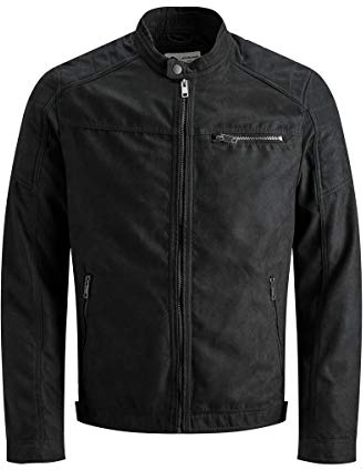 JACK & JONES herr jjerocky jacket noos Konstläderjacka (1-pack) | Normal passform, enkel, långärmad, vanlig, utomhus, maximal temperatur 30°C skonsam process