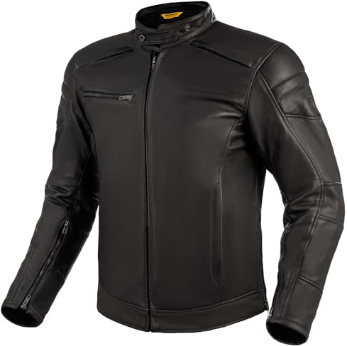 SHIMA BLAKE Motorrad Jacke Herren mit Protektoren AIRFORCE Rückenprotektor Leder Motorradjacke Sommer Schutzjacken Lederjacke Protektorenjacke Sommerjacke (Männer, Schwarz, XL)