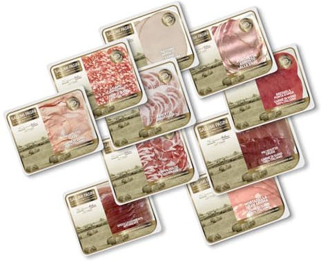 GRAN MIX, 10 barquettes de charcuterie mixte, 1 barquette par type, Salumi Pasini, 840g