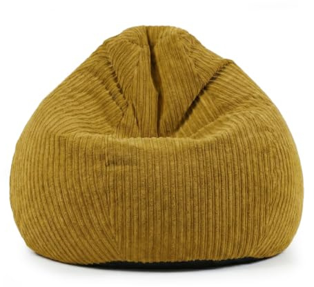 rucomfy Adult Slouchbag Beanbag Chair - Soft Corduroy - Mustard