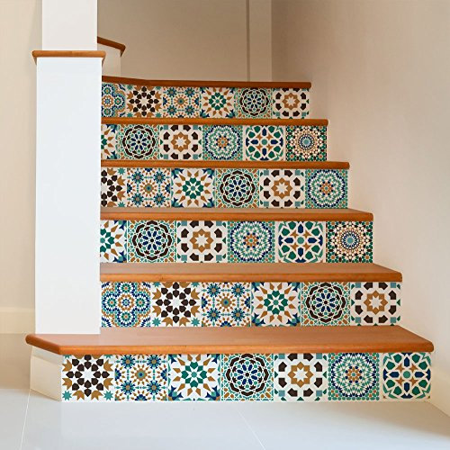 RE-COVERTILES - Pegatinas para Azulejos de Baño y Cocina 24 Piezas 10x10 cm - PS00098 Decoración de pared en PVC Azulejos Mosaico Impermeables estilo Cementina Azulejos