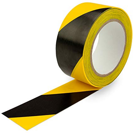 AnTina TAPES® Markierungsband als Warnmarkierung oder Bodenmarkierung zur Kennzeichnung von Flächen & Wegen, stark selbstklebend, 50mm x 33m (1x Gelb/Schwarz)