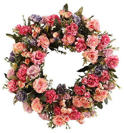 Yeenee Türkranz, künstliche Blumenkranz, für alle Jahreszeiten, für Haustür, Wohnzimmer, Wand, Garten, Hochzeit, Festival, Dekoration (Azalee)