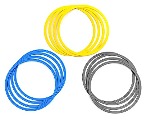 Speed & Agility Training Rings - Set of 12-16 Outer Diameter by Trademark Innovations (Yellow/Blue/Gray)