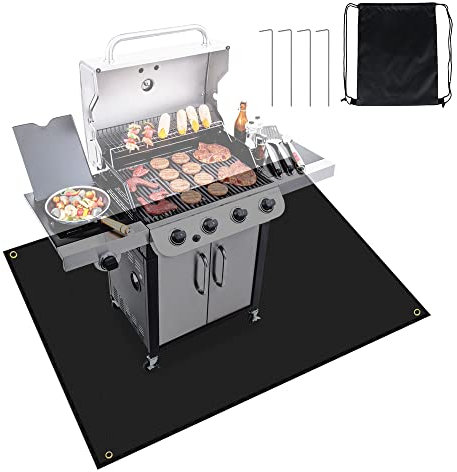 Alfombra Barbacoa Exterior 155 x 125 cm, Alfombra Ignifuga para Barbacoa Terraza, Alfombrilla Barbacoa Protector Suelo Fácil de Limpiar, BBQ Alfombrilla para Fogatas/Hoguera