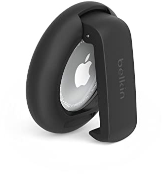 Belkin AirTag Case with Clip, Secure Holder Protective Cover Key Chain, Key Ring for Apple AirTag with Scratch Resistance Accessory – Black