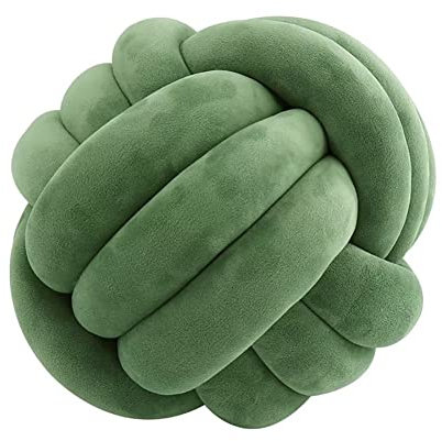 VFDC Knotenkissen, Couchkissen, Sofa Kissen, Knoten-Ball-Kissen, Deko Zierkissen, Geknotetes Kissen für Sofa, Rund Knoten Kissen, Deko Knoten, Knot Pillow Ball, Grün, 20cm