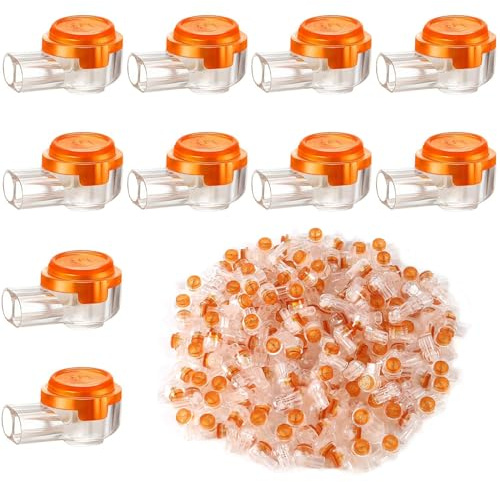 FVIZAL 180 Pcs Telephone Cable Repair Splice Joiner Wire Jelly Gel Crimps Waterproof Clear Connectors Joints for 0.4mm-0.7mm Wire Diameter Orange