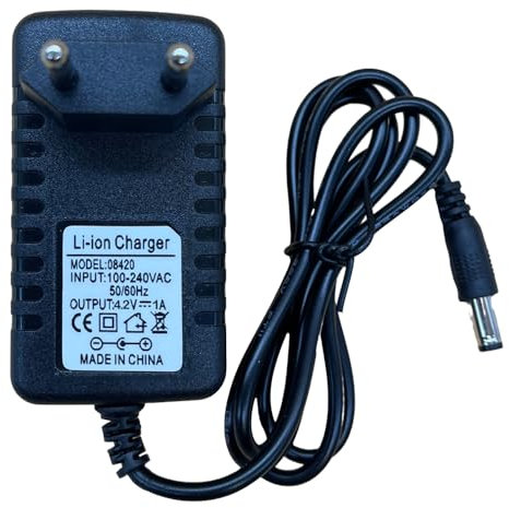 Lelukee 24W universell nätadapter 4,2 V DC 1A, för övervakningskamera, väggströmförsörjning EU-kontakt 2 stift, DC-kontakt 5,5 x 2,5 mm, svart