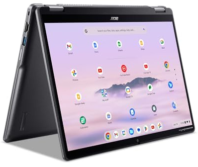 Acer Chromebook Plus Spin 514 Ordinateur portable avec Google AI – Écran tactile IPS 14 WUXGA 1920 x 1200 | Processeur Core 3 100U | 8 Go LPDDR5X | 128 Go UFS | WiFi 6E | Webcam FHD | Chrome OS |
