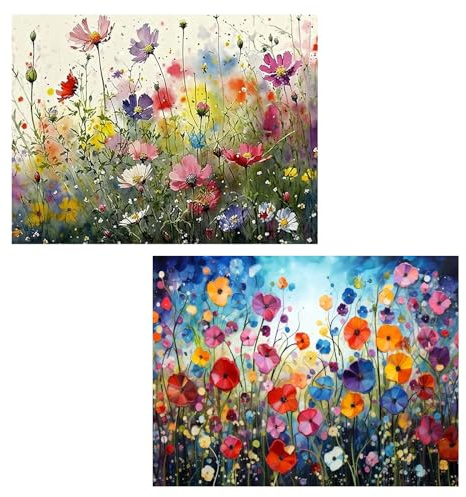 Zhuporn Diamond Painting Kit Completo, 5D Kits de Pintura de Diamantes, 2 pcs Diamante Pintura Flores, DIY Diamantes Cuadro, para Niños y Adultos Principiantes, Decoración de Pared del Hogar 30x40cm