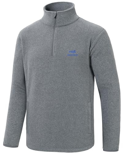 Bassdash Giacca da uomo con zip a un quarto di peso medio Pullover in pile polare Felpa da esterno calda e traspirante a maniche lunghe