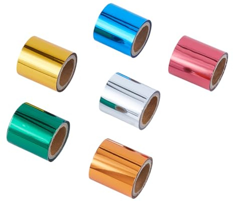 SUPerfINDINGS 6 färger 10 m/rulle PET varmfolie överföringsrulle varmfolie stämpelpapper 4 cm bredd metallisk värmeöverföringsfolie rullar för foliekopp/värmefolie penna hantverk scrapbooking