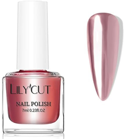 Metallic Nail Polish - Mirror Dark Pink Nail Polish - Rose Light Pink Reflective Chrome nail Polish - Long Lasting Nail Varnish High Pigmented No Need UV Silky Smooth Nail Art for Women