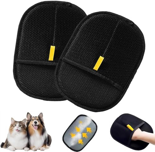 RWSEFK Pet Hair Removal Glove for Cats & Dogs, Efficient Grooming Gloves for Pet Hair, Cat Grooming Gloves for Hair Removal,Reusable Cat & Dog Hair Remover for Couch, Furniture, Carpet, Curtain(2Pcs)
