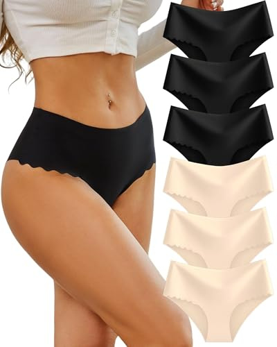 Sth Big Sömlösa trosor dam osynlig hög midja underkläder damunderkläder hipster bikini trosor set med 6 st