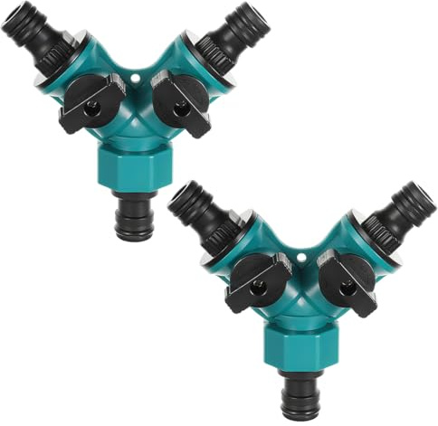 AYVRUOP Sdoppiatore Rubinetto Giardino,Raccordo Tubo Acqua Giardino,Centralina Irrigazione 2 vie,con Interruttore di Controllo,Flusso d'acqua a 2 o 1 vie Funziona Contemporaneamente,2PCS