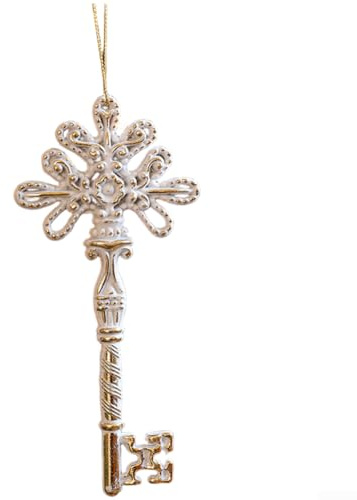 Colgante clásico de copo de nieve de plástico mate vintage para decoraciones de árbol de Navidad y exhibición navideña con patrones intrincados detallados (A)