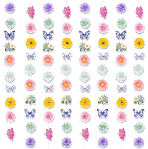 DPKOW Decoración Primavera Guirnalda Colgante de Flores y Mariposas de Papel (80 Piezas), Decoraciones de Pascua, Decoraciones Colgantes de Primavera, Ideales para Bodas y Fiestas en el Jardín