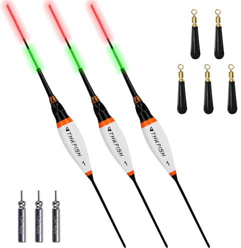 THKFISH 3 Stück Angelposen LED Posen Angeln Zubehör Posen LED Leuchtpose Angelposen Forellenposen Angel Zubehör 1#