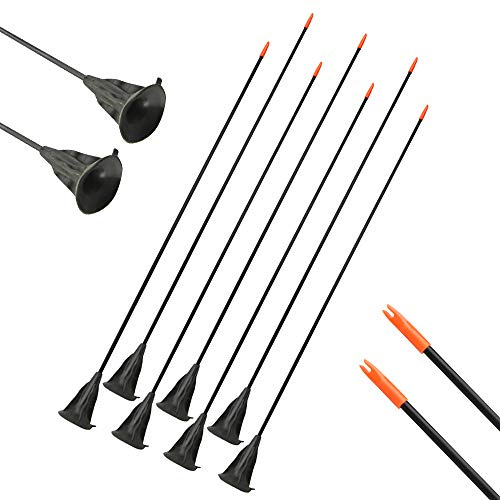SHARROW 12pcs Flèche d'enfants Flèche Ventouse Sucker Flèche Jeunesse Chasse Sûr Sucker Flèches pour Arc Recourbé Arc Flèches Arc Set Tir à la Cible en Plein Air (Noir)