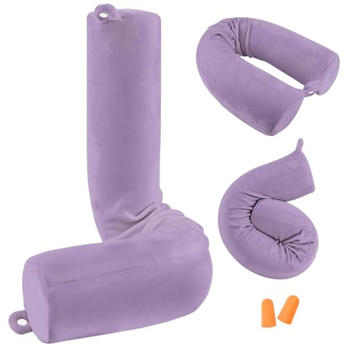 PG6 Twist Memory Foam Travel Pillow for Neck, Chin, Lumbar and Leg Support-for Travling on Airplane, Train, Bus or at Home-Adjustable, Bendable Roll Pillow with Washable Soft Cover