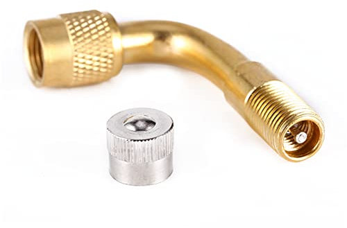 Prolunghe Valvole Pneumatici, Fydun Estensione della Valvola del Pneumatico Moto 90 Gradi Adattatore Valvola Pneumatici Auto Prolunga per Valvola in Ottone con Cappuccio Antipolvere per Auto, Moto