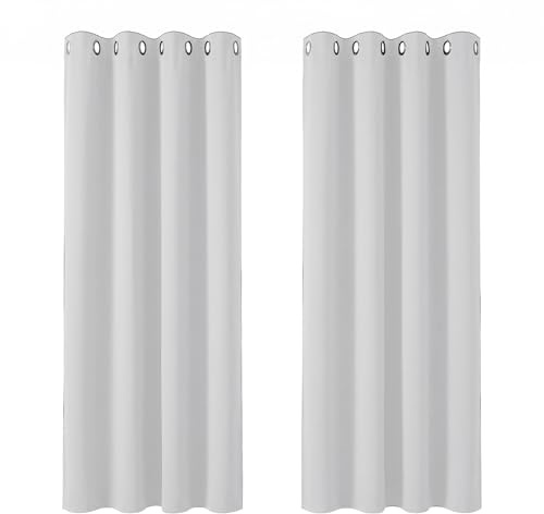 Deconovo Super Soft Window Treatment Thermal Insulated Room Darkening Eyelet Curtains for Children Silver Grey 46x63 Inch 2 Panels
