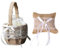 Smavles Coussin pour Bague de Mariage Coussin Anneau Mariage et Panier de Fille Fleur Mariage Panier Mariage Jute Coussin Porte Alliance pour Accessoires de Fête de Mariage