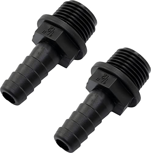 AERZETIX - Lot de 2 Raccords Mâles Cannelés Droits 1/2'' x 16 mm - Filetage Externe - Adaptateur Connecteur pour Système d'Irrigation Arrosage Pompe - en Plastique Polypropylène - Couleur Noir