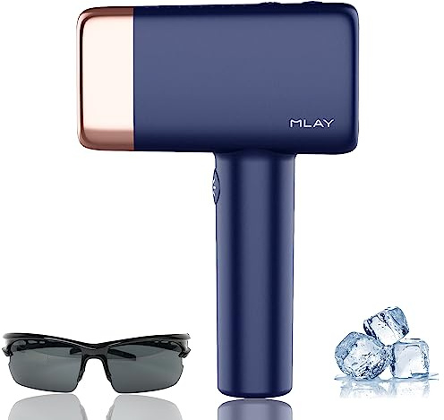 MLAY IPL Hair Removal Device, Ice Cooling Protection Laser Permanent Whole Body Hair Remover for Home Use Women and Men (Bule)