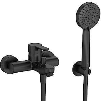 Roca A5A0109NB4 - Mezclador monomando exterior baño-ducha L20 con inversor automático, ducha de mano, flexible de 1,75 m. y soporte de ducha fijo Negro Mate