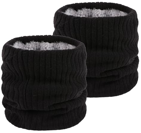 lifwimner Tour de Cou Echarpe Homme Gaiter Masque Cagoule Moto Cache-Cou Hiver Doublure Polaire Neck Warmer Snood 2 Pièces (NoirNoir)