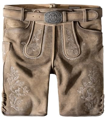 Stockerpoint Herren Lederhose Girgl I Größe 44-60 I Bequeme Trachtenhose in edler Hirschoptik inkl. Gürtel I Aus 100% hochwertigem Wildbockleder I Perfekt für Trachten & Festlichkeiten