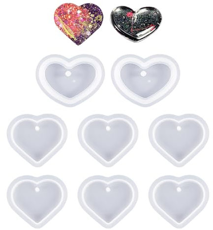 ZBHDEYG 8 Stück Liebes-Silikonform, Epoxidharz-Form, Liebesanhänger, Schmuck, Schmuckgusswerkzeuge, Bastel-Silikonform, Schlüsselanhänger-Anhänger-Herstellungsform