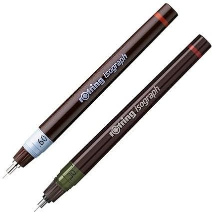 rOtring Isograph Technical Drawing Pen Set | 0.30 mm and 0.60 mm | Refillable Fineliner Pen