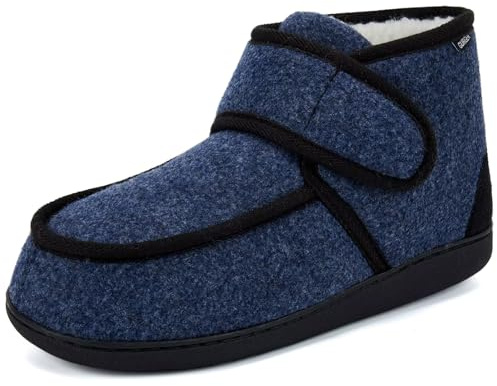 GURGER Zapatillas de Estar por Casa de Hombre Invierno Forro de Peluche Botas de Casa Diabéticos Pantuflas de Casa Altas Botines Azul 42 43
