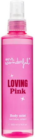 MR WONDERFUL - Bruma Corporal Perfumada Loving Pink 200 ml, Body Mist, Aroma Frutal Gourmand Almizclado, Fragancia Fresca, de Larga Duración, Fácil de Aplicar, Secado Rápido, Formato Spray