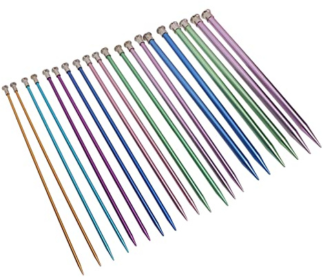 Agujas de Tejer, Juego de Agujas de Tejer de 10 Pulgadas, Agujas de Tejer Ultraligeras de Colores de 25 Cm de Punta única, Suministros de Ganchillo para Tejer de Aluminio, Agujas