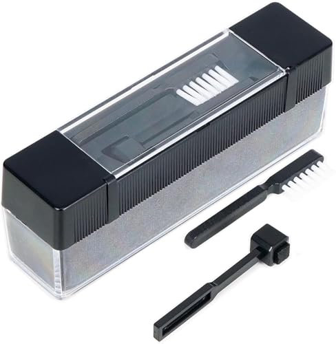 POJSIO 3 En 1 Limpiador Vinilos Cepillo Kit,Terciopelo Limpiador Cepillo Vinilos,Antiestático Cepillo de Limpieza+Cepillo para Agujas de Fibra Carbono,Kit Limpieza Vinilos de Cuidado