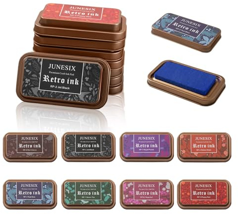 8 Pieces Craft Ink Pads for Rubber Stamps, 4 x 2 Inch Washable Scrapbooking Ink Pads, Vintage DIY Rubber Stamps Pad for Paper Wood Fabric Posters Card Making (8 Colors)