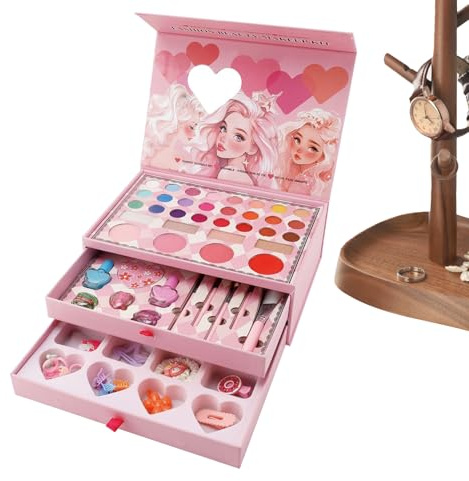 Kit di Trucco per Bambini,Set Cosmetici Principessa | Giocattolo Cosmetico Educativo per Ragazze Ideale per Feste da Principessa Compleanni Spettacoli Teatrali e Festival