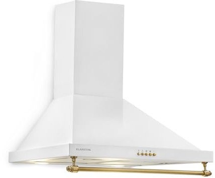 Klarstein Montblanc Cooker Hood - Kitchen Extractor Fan, Cooker Extractor Fan, 610m³ / h, 3 Stages, 165W, 2 x 1.5W LED Bulbs, Mounting Set with Wall Brackets, Energy Efficiency Class A, White