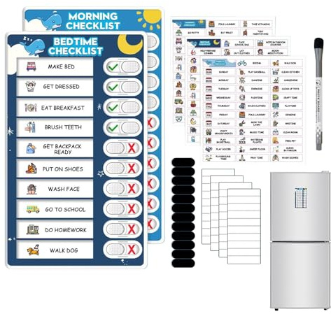 Acunny daglig rutin planerare – visuellt schema magnetisk planeringstavla | barn sängtid uppgifter tabell – för studierum sovrum whiteboard