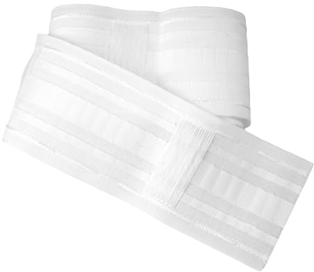 Vauki Cinta de cortina para coser, cinta fruncidora universal, color blanco, 60 × 8,5 cm, cinta de cortina de doble fila con distancia entre pliegues, cinta fruncida, cinta plisada