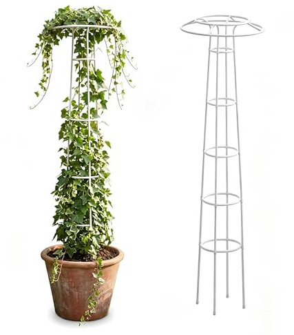 Trellis para Plantas Exterior, Soporte Desmontable Decorativo Robusto para Plantas Trepadoras, Estructura Tipo Jaula de Sombrilla para Flores Enredadera(White,225cm/7.4ft)