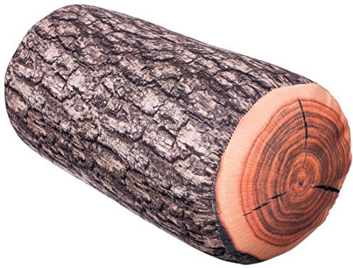 Grinscard Dekokissen im Holzklotz Design - Braun ca. 39 x 17 cm - Kissen in Baumstamm Optik als Geschenkidee